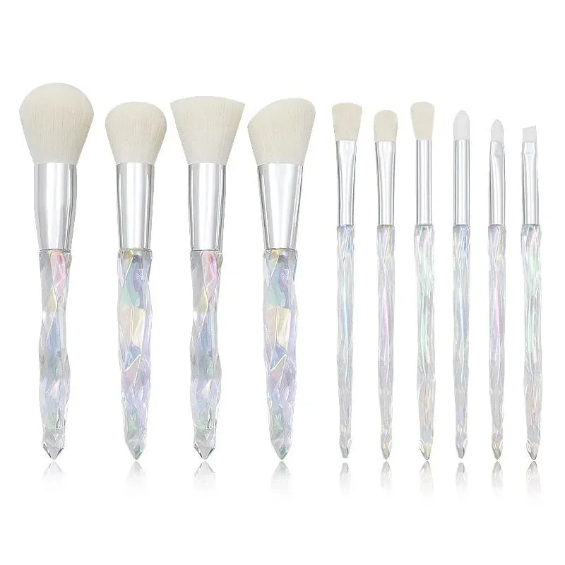 Purple Crystal Handle Makeup Brush Set Soft Synthetic Hair Foundation Blush Eye Shadow Cosmetic Brushes Kit — image 10