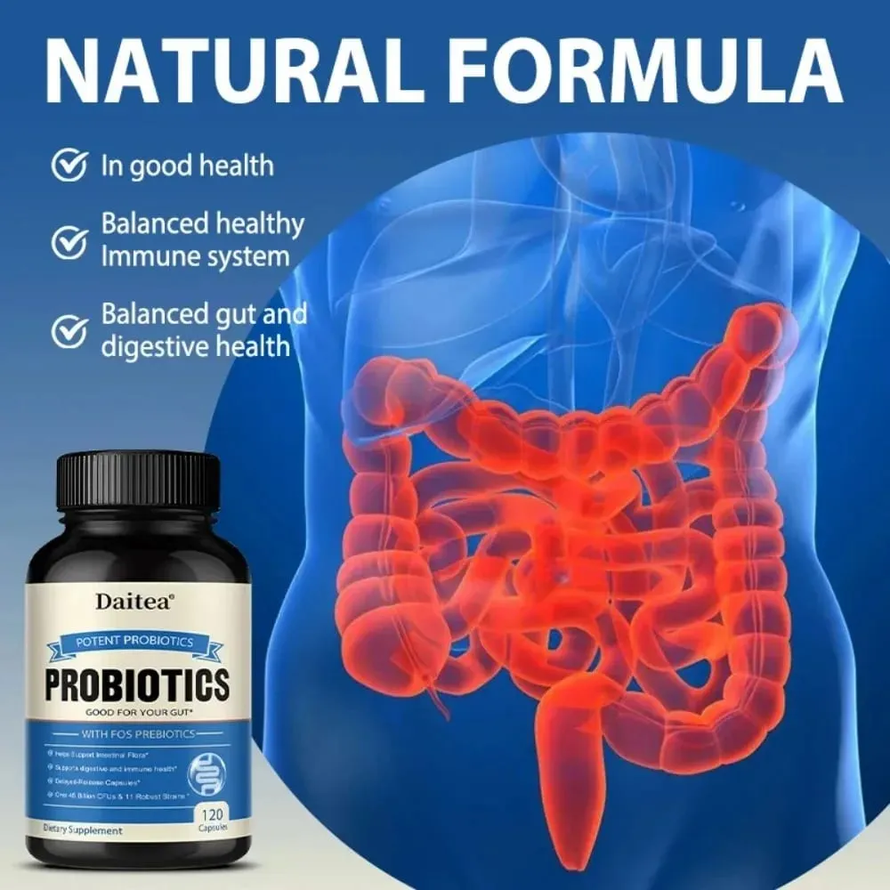 Probiotics 45 Bilion CFUs with Prebiotics Supports Immune Gut Health for Women & Men - 120 Capsules