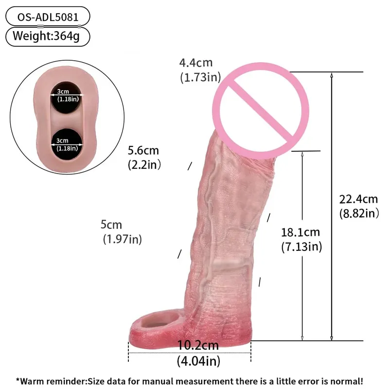 7.2in Realistic Penis Sleeve Reusable Penis Sleeve with Cock Ring Silicone Penis Enlarger Sleeve Male Adult Sex Toy for Men
