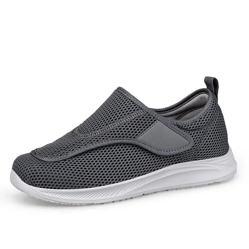 Sapatos abertos ajustáveis ​​para homens, leve, confortável, sapatos de caminhada para diabéticos, tênis para pés idosos inchados, largura normal