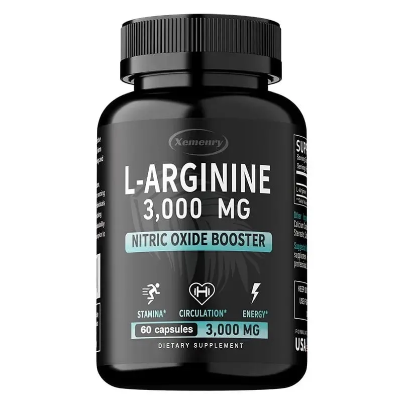 L-Arginine Capsules Supplement - for Energy Strength and Endurance Support During Exercise | Muscle Mass Non-Gmo