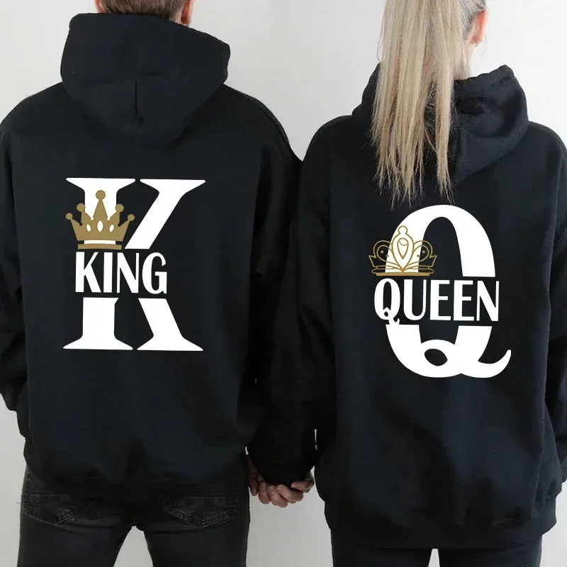 Gran oferta, sudaderas con capucha para hombre y mujer, sudaderas con estampado King Queen, ropa informal versátil para parejas, jersey diario para Otoño e Invierno Y2k