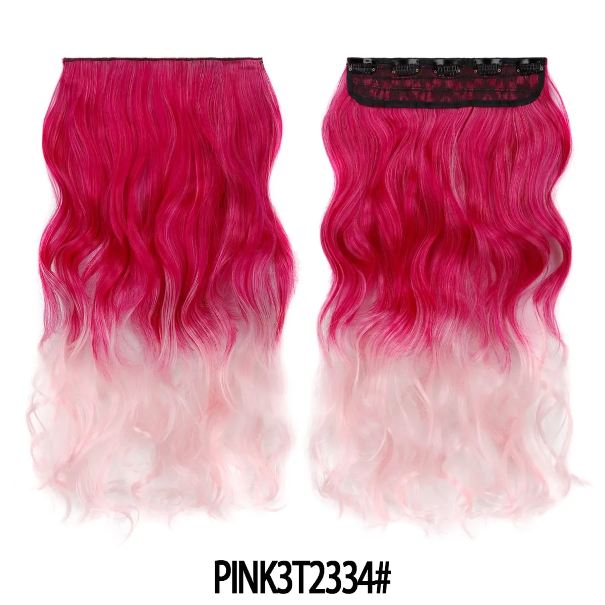 Jeedou One Piece 5 Clips Wavy Ombre Clip In Hair Extensions Long Water Wave Synthetic Curly Hair Piece Rainbow Colored Hair