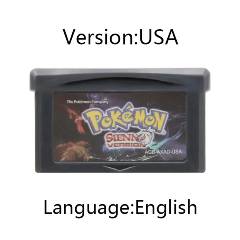 GBA Pokemon Game Cartridge 32-Bit Video Game Console Card AshGray Liquid Crystal Light Platinum Moemon Emerald English Language