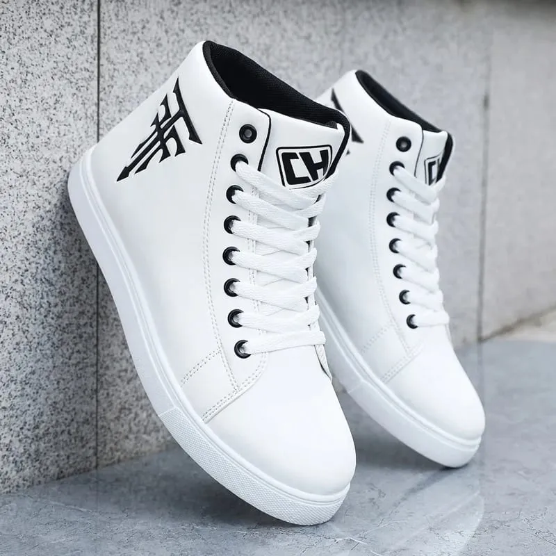 1 Pair of High-Top Men's Board Shoes Thick Soles for Wear Resistance Anti-Slip and Easy to Wear Available in Large Sizes Ver