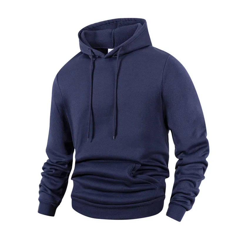 Herre Casual Thicken Hættetrøjer Efterår Vinter Langærmet Pullover Mode Løs Ensfarvet Sweatshirt Forår Varm Udendørs Hættetrøje