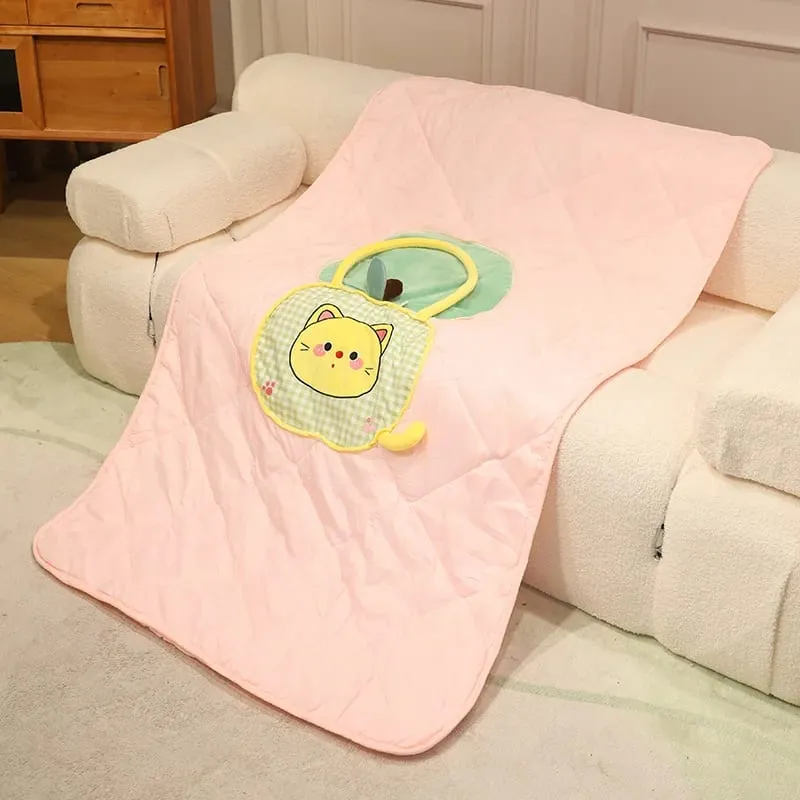 Apple Plush Pillow Cat Stuffed Cushion Kawaii Soft Sofa Cushion Air Conditioning Blanket Throw Pillow Adorably Birthday Gifts