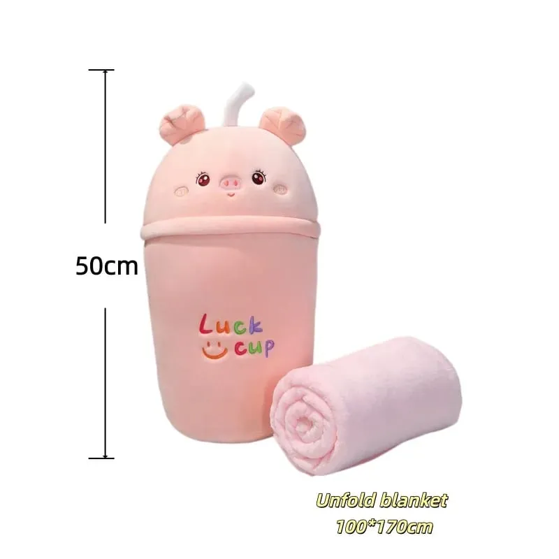 Milk Tea Cup Plush Pillow Animal Stuffed Soft Sofa Cushion Squishy Blanket Adorably Home Decor Toys Birthday Surprise Gifts