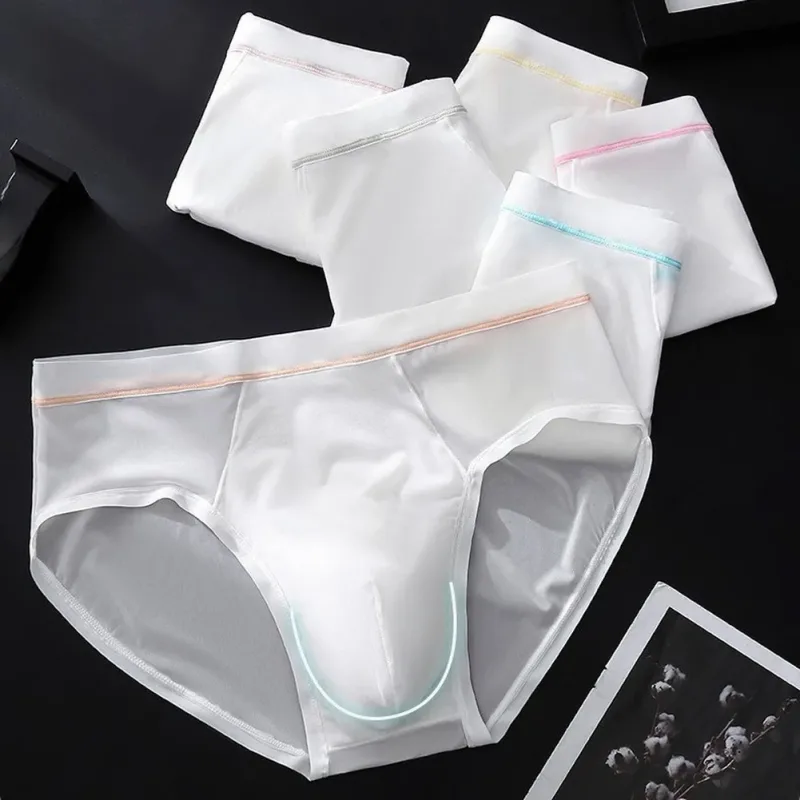 Men's Seamless Ice Silk Briefs Underwear Bulge Pouch Solid Breathable Panties Calzoncillos Hombre Slips Male Panties