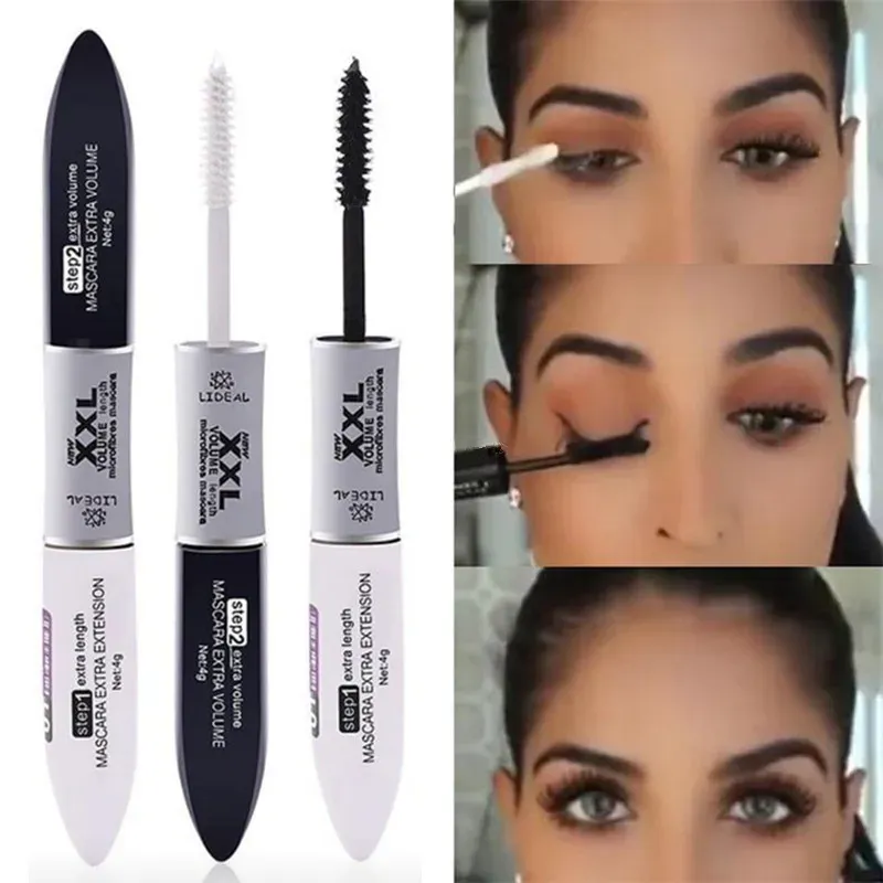 Ultra černá oboustranná řasenka prodlužující a dodávající objem a dlouhotrvající oční make-up s černo-bílými hlavicemi kartáčku