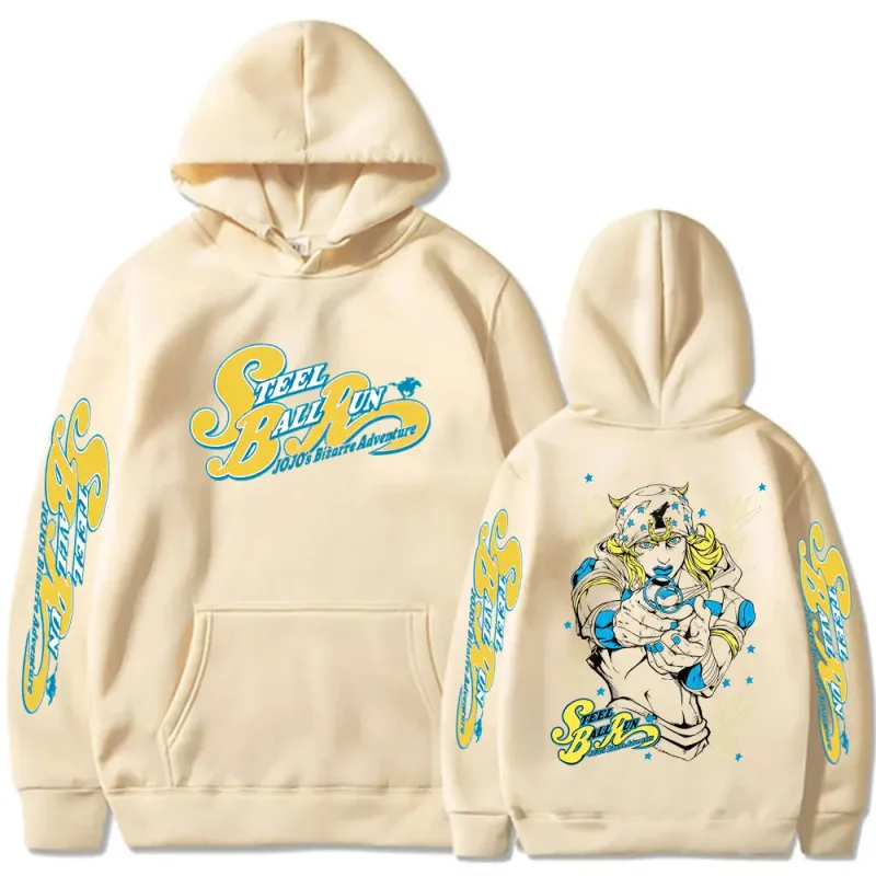 Anime Jojo Bizarre Adventure STEEL BALL RUN Jonathan Joestar Hoodies Men Women Clothing Hip Hop Oversized Hooded Sweatshirts