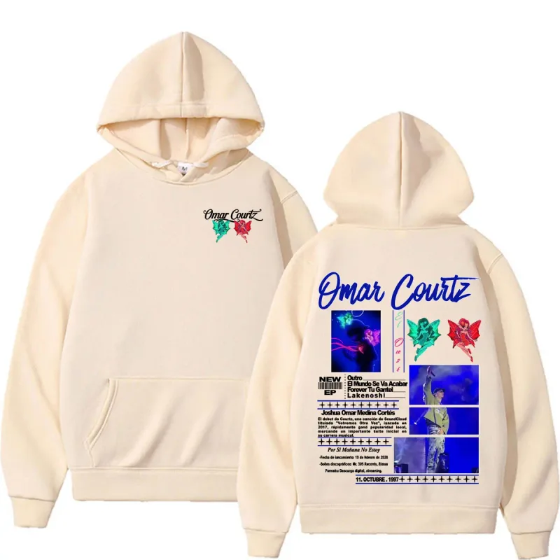 Omar Courtz Por Si Manana No Estoy Tour Merch Hoodies Men Women Fashion Aesthetics Hip Hop Sweatshirts Casual Cozy Fleece Hoodie