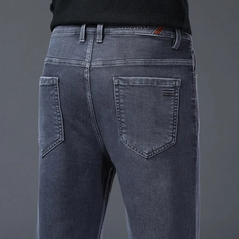 Jean extensible classique droit pour homme, en coton Lyocell, confortable, doux, pantalon Denim décontracté, pantalon gris pour le travail et les affaires, printemps