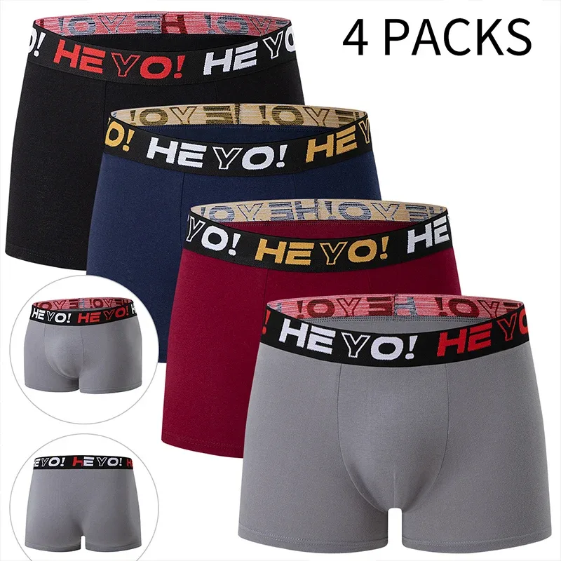 4 Piece Set Of Men's Cotton Comfortable Soft And Versatile Underwear Plus Size Casual Boxer Shorts Sports Cycling Base Shorts