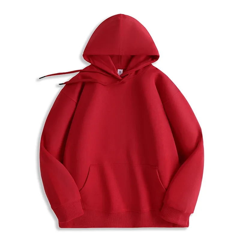 Customized Your Brand Logo DIY Design 600GSM Mens Hoodies High-quality Women Sweatshirt Solid Color Cotton Loose Streetwear
