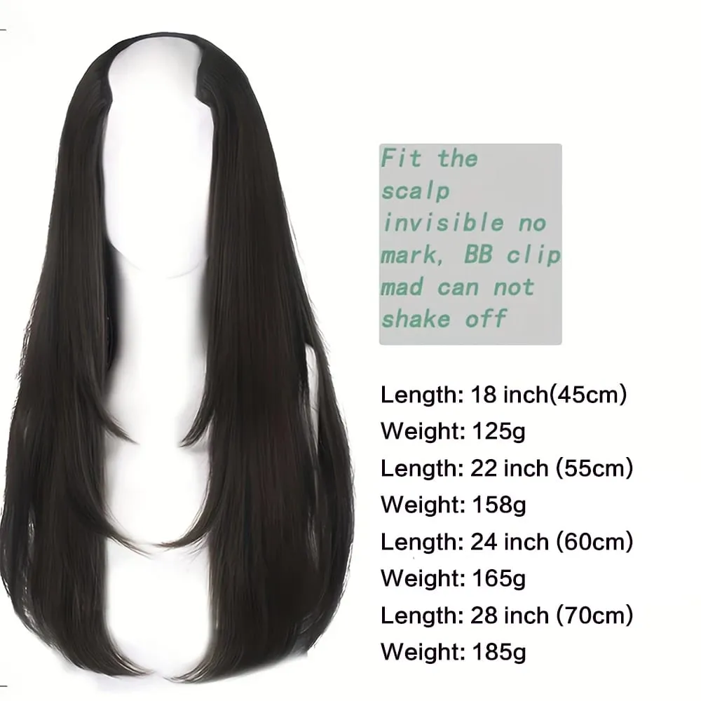 18/22/24Inch Women's Synthetic Long Hair Styling Long Hair Synthetic Wigs Layered Hair Extensions Top of the Head Increase Hair
