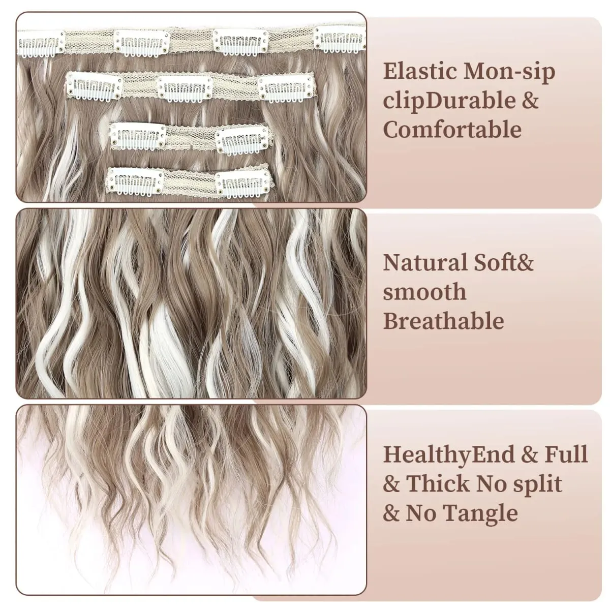 Synthetic clip in hair extensions 12inch water wave clip in hairpieces for women ladies daily party holiday