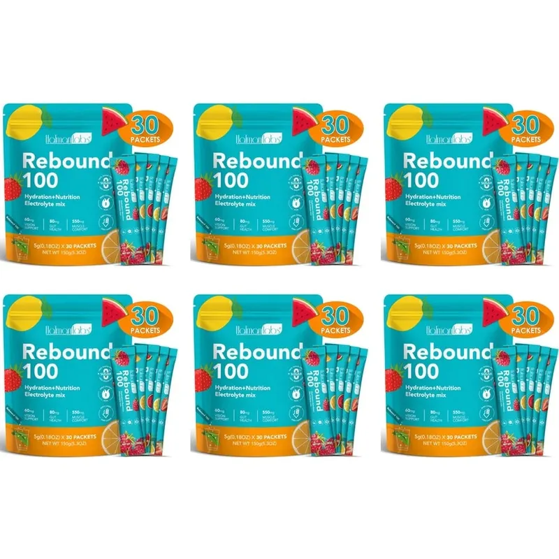 Hatmanlabs Rebound 100 Electrolyte Mix Powder Sugar Free with Potassium Magnesium Zinc Supports Muscle Comfort 30 Packets