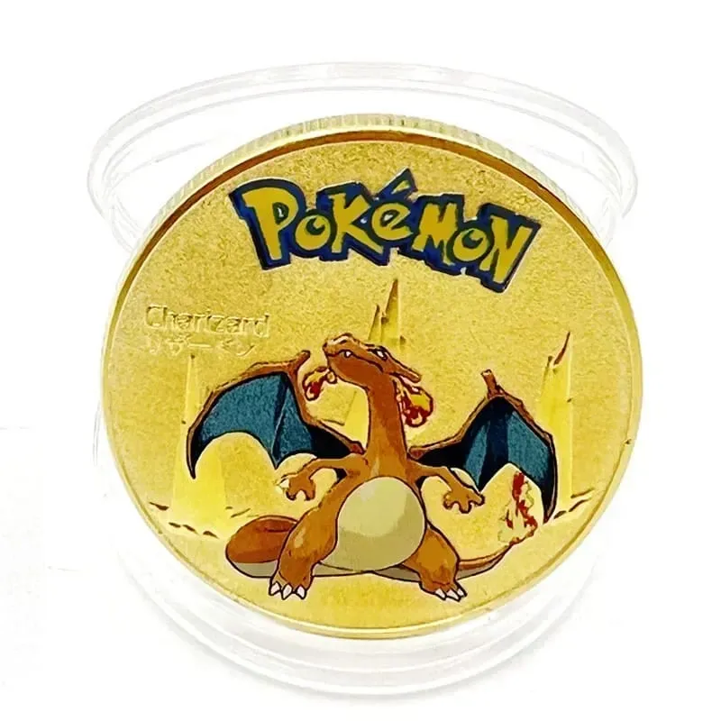 Pokemon Đồng Tiền Vàng Pikachu Anime Đồng Tiền Kỷ Niệm Charizard Vàng Kim Loại Tròn Đồng Xu Đồ Chơi