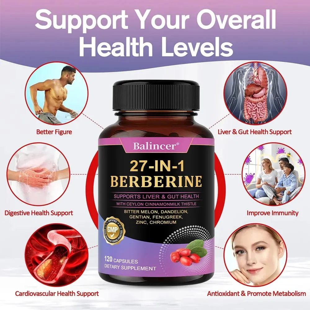 Berberine with Ceylon Cinnamon Supplement - Extra Strength for Immune System Digestive Health & Energy Production