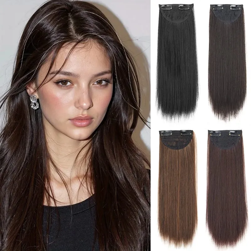 10cm/20cm/30cm Synthetic Short Straight Hair Pads Invisible Clip in Hair Extension Hair Top Side Cover 2 BB Clips Hairpiece