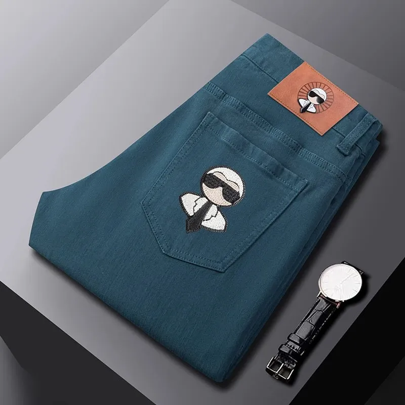 Fashion Men Jeans Stretch Straight Leg Casual Slim Fit Denim Pants Male Brand Luxury Design Business Classic Trousers