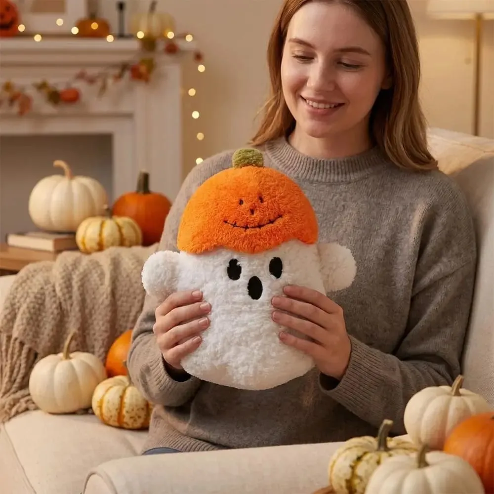 Cozy Ghost Decorative Cushion Hug Pillow Fabric PP Cotton Filling Pumpkin Pillow Ghost Halloween Theme