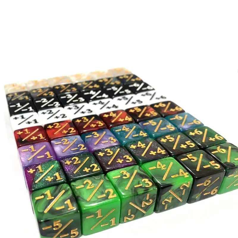 10Pcs 16mm 6 Side Dice Counters +1/-1 Dice Kids Toy Counting Dices For Magic The Gathering Card Gaming Token & Loyalty Toys Gift