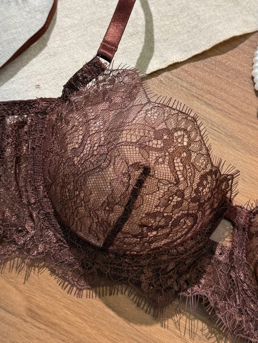 Elegant Summer Lace Bra Sheer Embroidered Comfortable Support Anti-Sag Full Coverage Modest Design & Women Large Chest Minimize — image 2