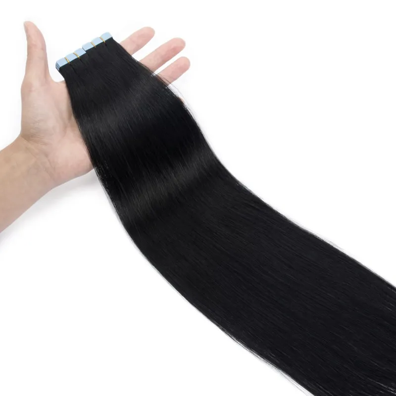 Mini Tape In Human Hair Extensions Skin Weft Machine Remy Natural Tape In Extensions 10pcs For Side Hair Tape On 12-24 Inch