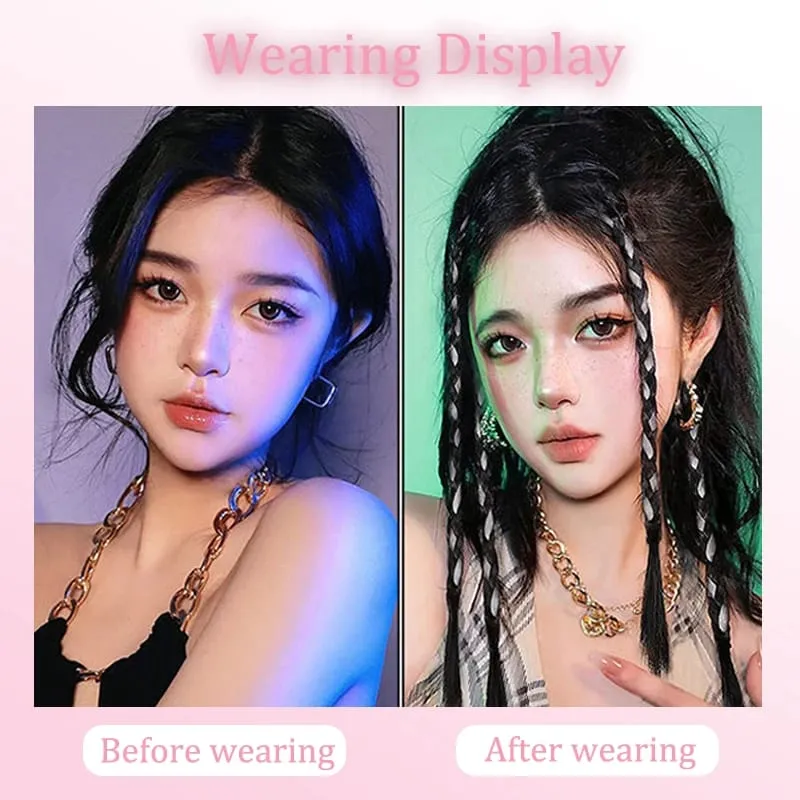 A card of sweet cool girl's boxing braid wig ponytail mini Fried Dough Twists braid color ear dye pigtail 8 pieces