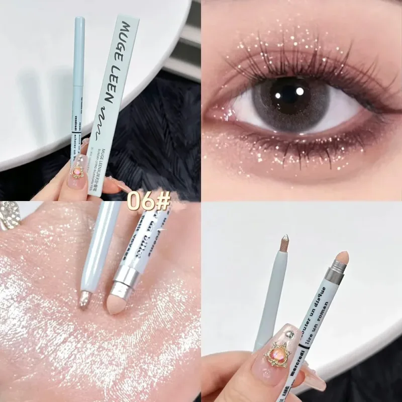 Korean 2 in 1 Lying Silkworm Eyeliner Pen Bionic Shading Glitter Highlighting Instant Big Eye Effect Brighten Eyeshadow Makeup