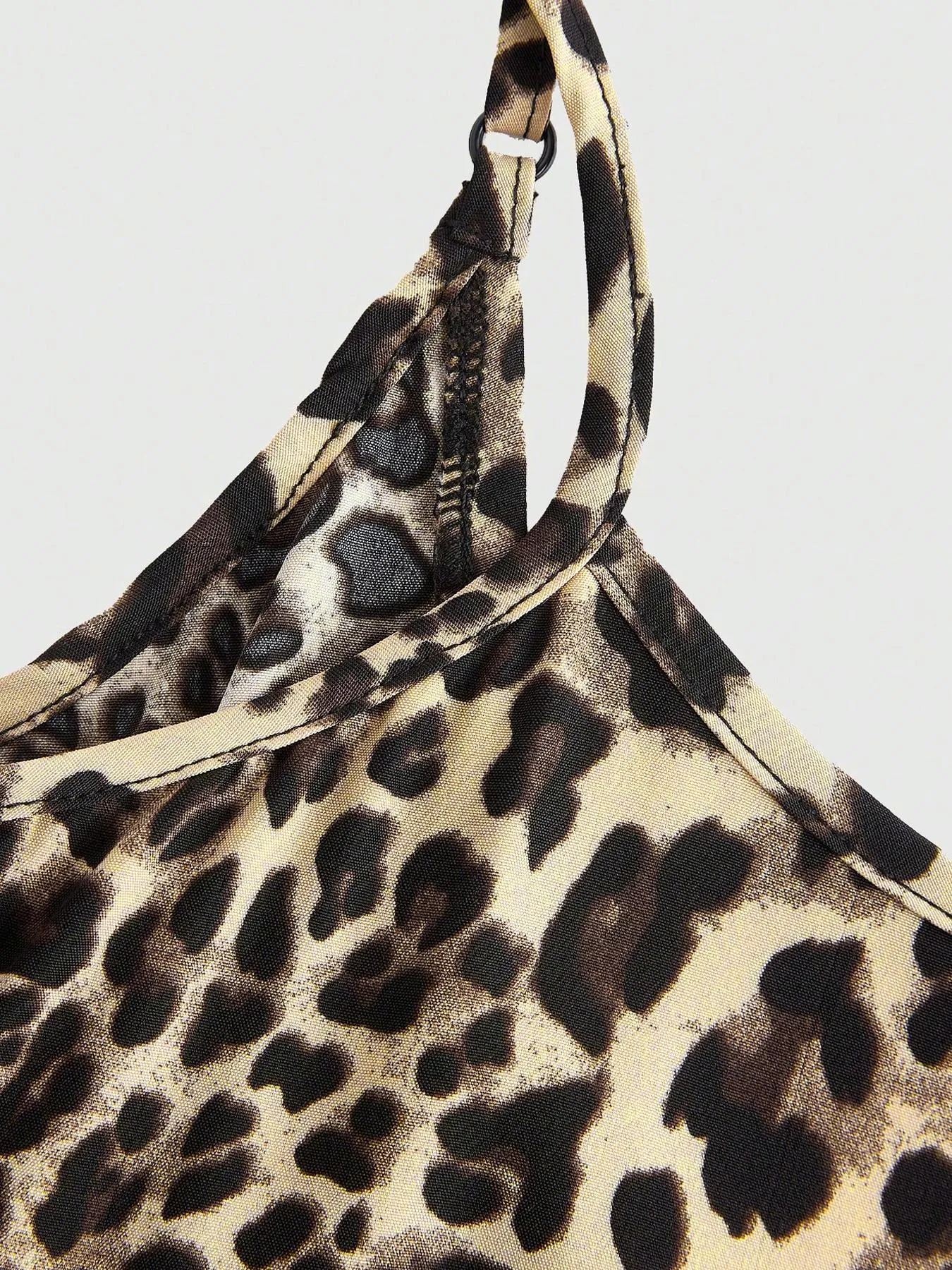 Ladies Leopard Print Halter Dress with Adjustable Straps Vintage Sexy Style Padded Gauze Skirt Fashionable And Versatile
