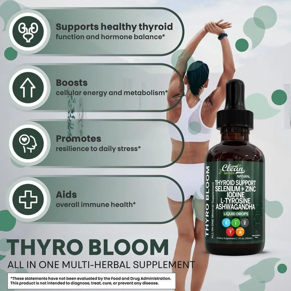 60ml Supplement Liquid Drops Vitamin B3&D12 Selenum Zinc Iodine L-tyrosine Ashwagandha Daily Supplment Bladderwarack Extract