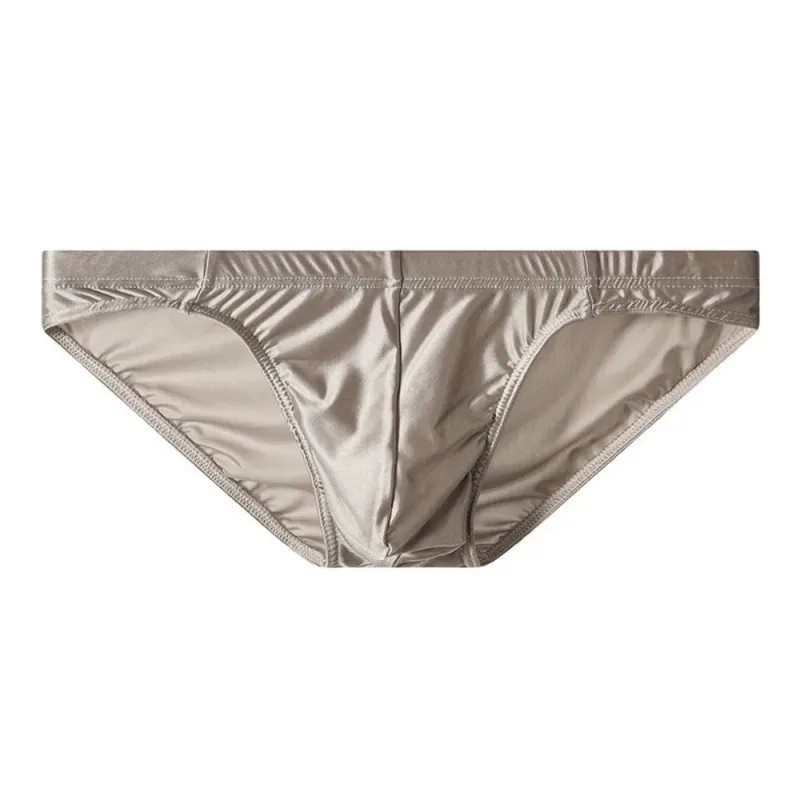 Comfortable Low Waist Men Thin Panties Male Lingerie Simple Men's Underwear Underpants Satin Silk Briefs Gifts — image 15
