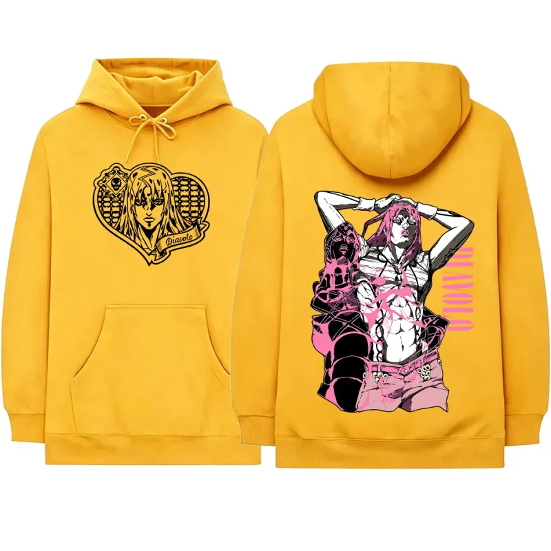 Anime Jojo Bizarre Adventure King Crimson Diavolo Hoodies Men's Women Clothing Fashion Oversized Hooded Sweatshirts Pullovers