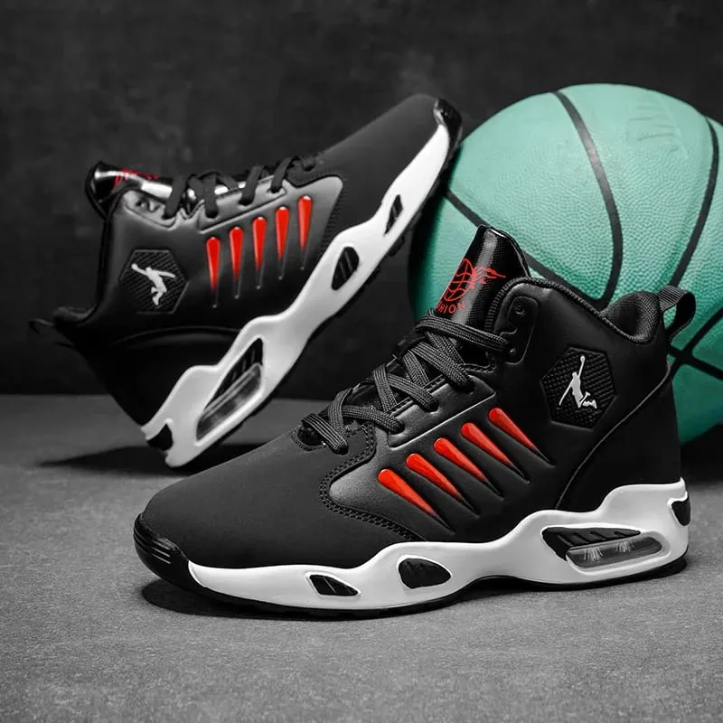 Men's High-Top Basketball Shoes Feature a Breathable Mesh Design for Maximum Comfort Outdoor Shock-Absorbing Running Shoes High-Rebound Cushioning Technology Make Running Smoother and More Comfortable Enhance Support Stylish White Design Su