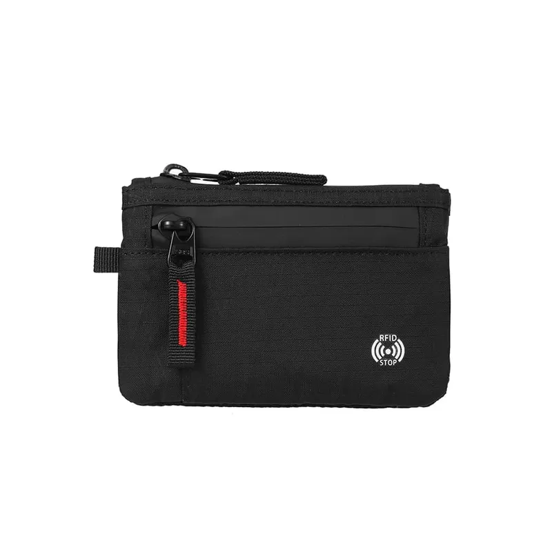 Luxury Rfid Credit Card Holder Anti Theft Slim Key Card Case with Carabiner Nylon Coin Purse Male Purse