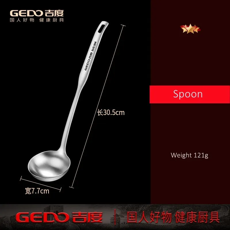 LFGB Certification Pure 304 Stainless Steel Colander and Soup Spoon 30.5cm Length Fall Resistant Hotpot Ladle and Strainer Set