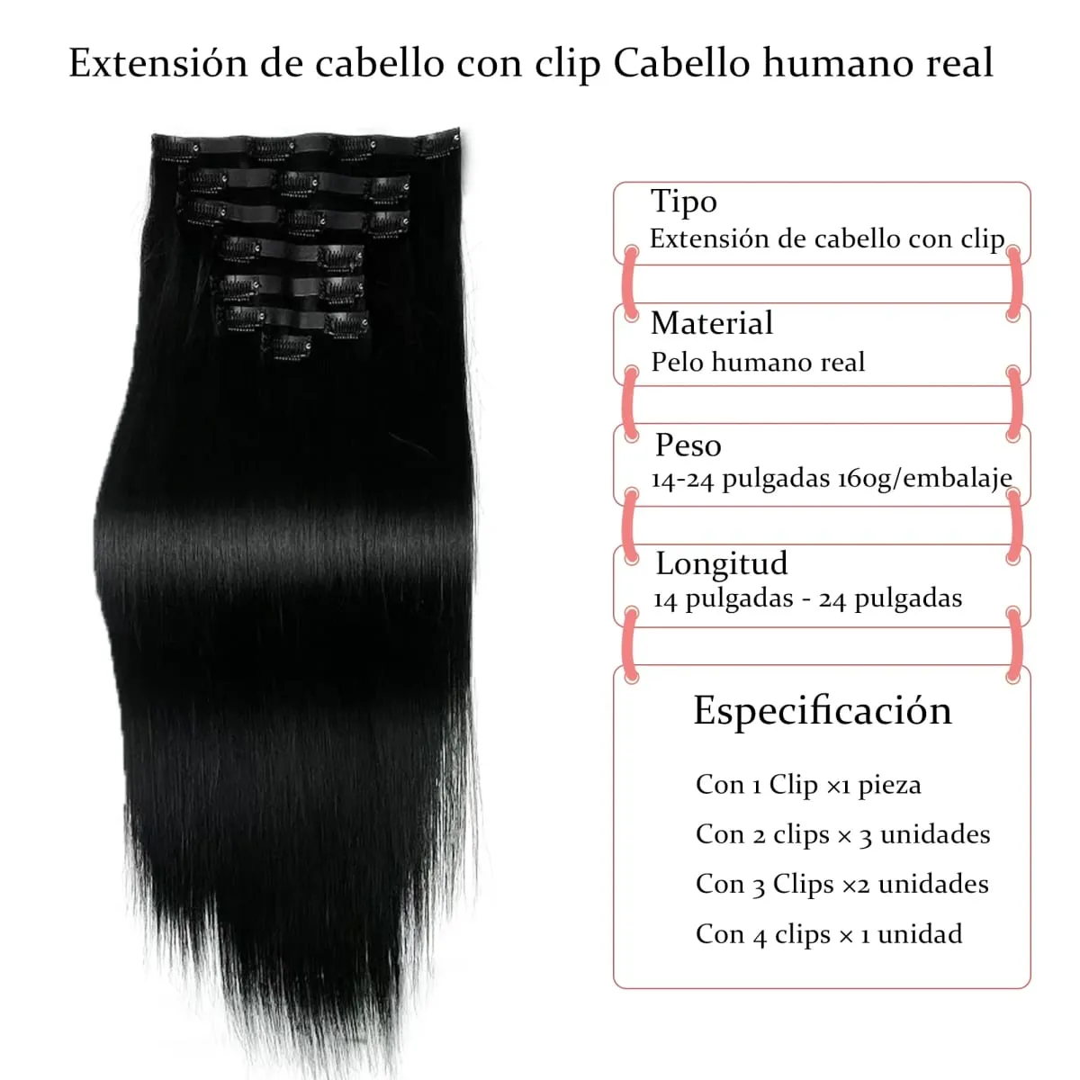 Clip de PU grueso de 160g en extensiones de cabello humano, cinta de trama sin costuras con Clip para extensiones de cabello invisibles de cabello crudo grueso