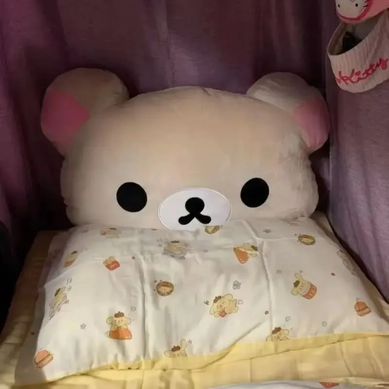 Rilakkuma Bear Plush Pillow Dual Sided Large Soft Bedside Cushion Nap Pillow Dormitory Stuffed Doll Birthday Gifts For Fan