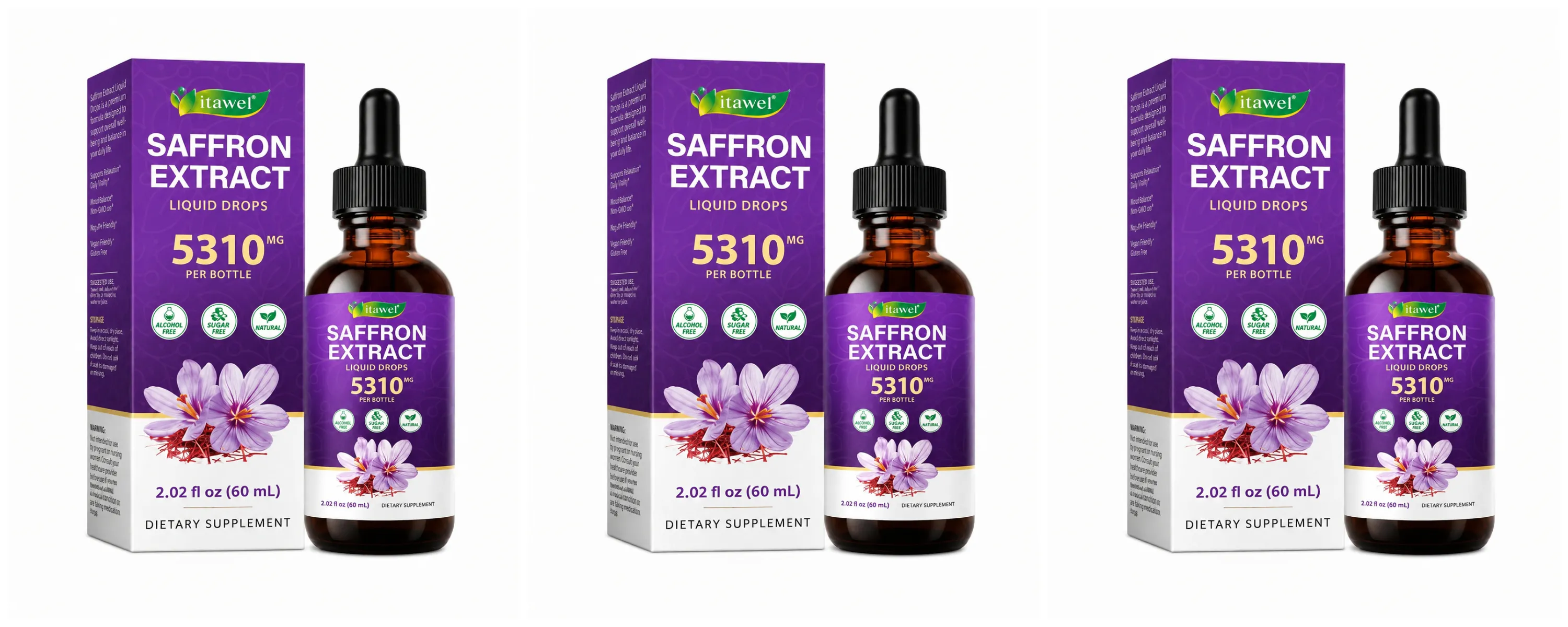 Saffron Extract Liquid Drops 117mg per Serving for Antioxidant Balanced Mood Healthy Sleep & Premenstrual Comfort Support 60ML — image 10