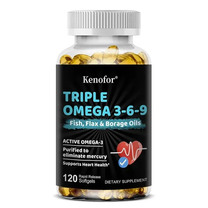 Omega 3 6 9 Softgels Fish Flax Borage Oil Support Brain Focus Eye Comfort Joint & Cardiovascular Wellness Immune Balance