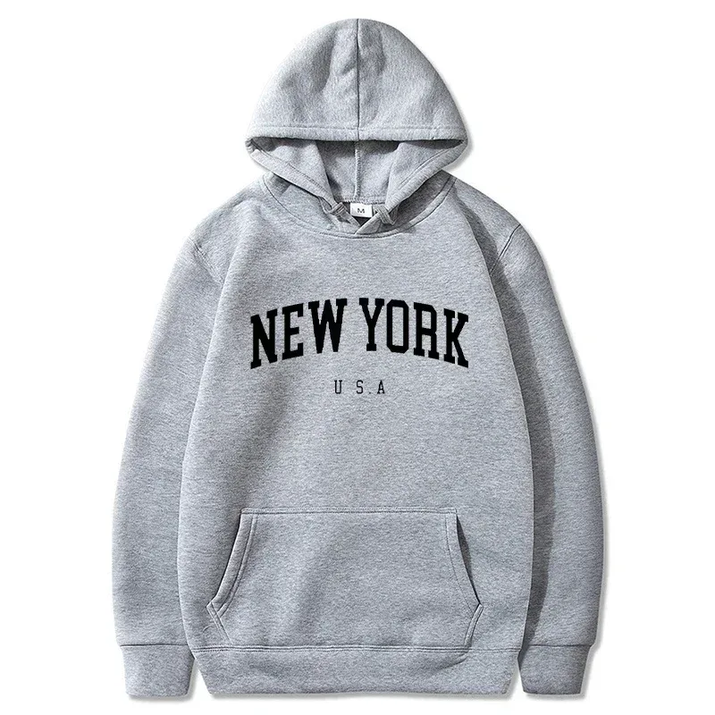 Women New York U.S.A City Hoodies Fashion Letter Printed Graphic Sweatshirts Loose CasuaMen l Harajuku Hooded Pullover Sportwear