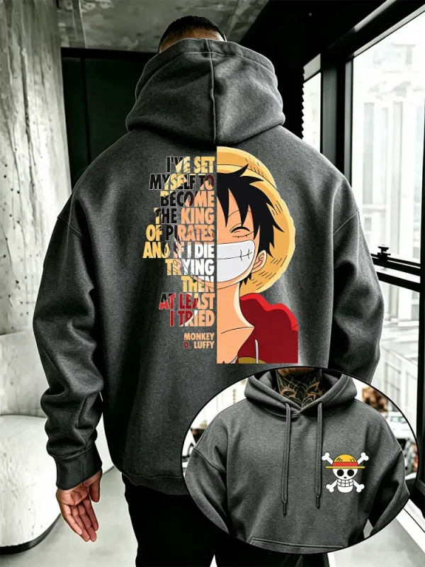 One Piece Anime Hoodie Monkey D Luffy Citaat Print Streetwear Unisex Mannen Vrouwen Oversized Casual Sweatshirts Lange Mouw