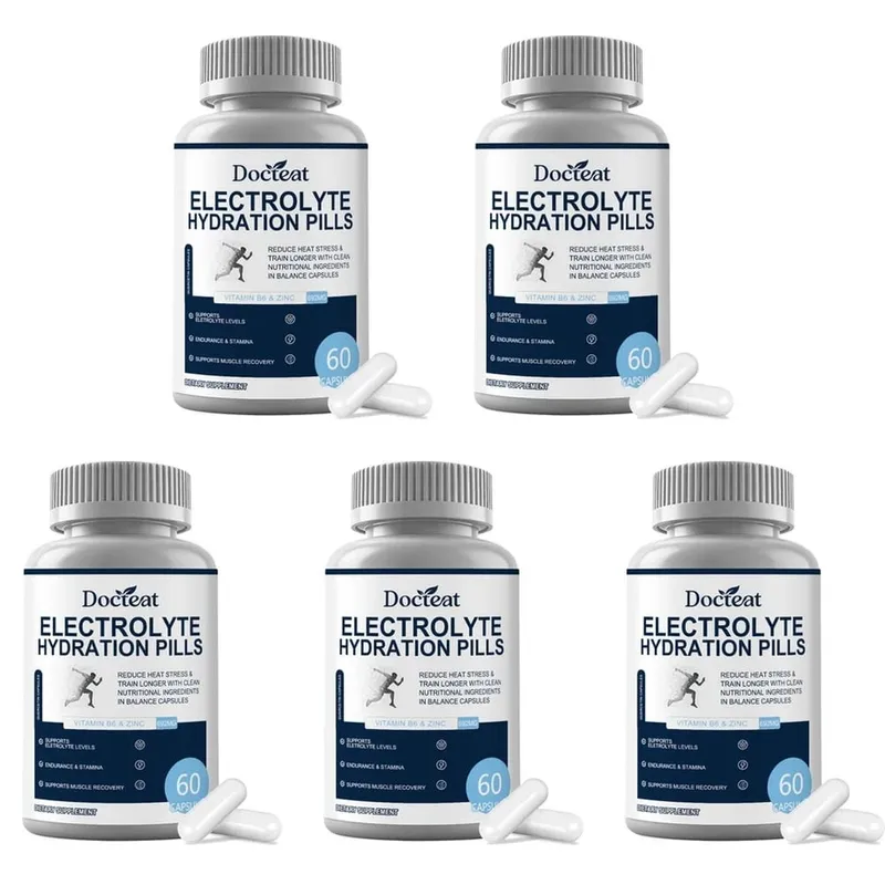 Electrolyte Hydration Capsules with Vitamin B6 & Zinc for Hydration Endurance & Muscle Recovery Support 60 Capsules