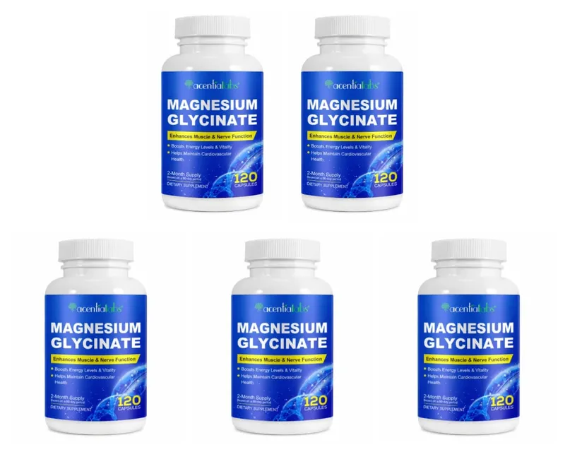 Acentiallabs Magnesium Glycinate 120 Kapsul - Vegetarian Organik Murni Mendukung Kesehatan Tulang Dukungan Tidur & Saraf Otot