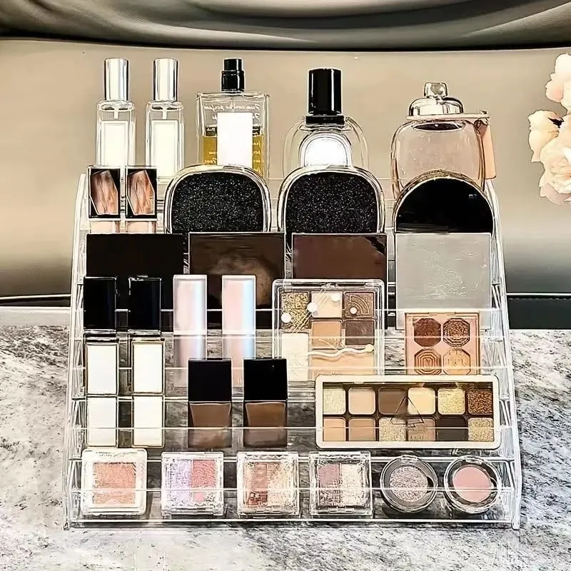 Transparent Cosmetic Organizer Display Case Multi-Layer Makeup Brushes Lipsticks Jewelry Hairpin Storage Rack Desktop Holder
