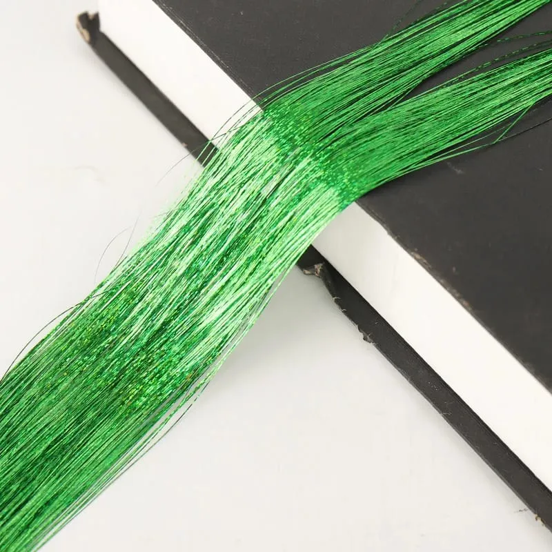 Sada umělých vlasů Tinsel Kit 48palcová Barevná víla Tinsel prodlužování vlasů tepelně odolná s lesklými vlasy Příslušenství pro ženy