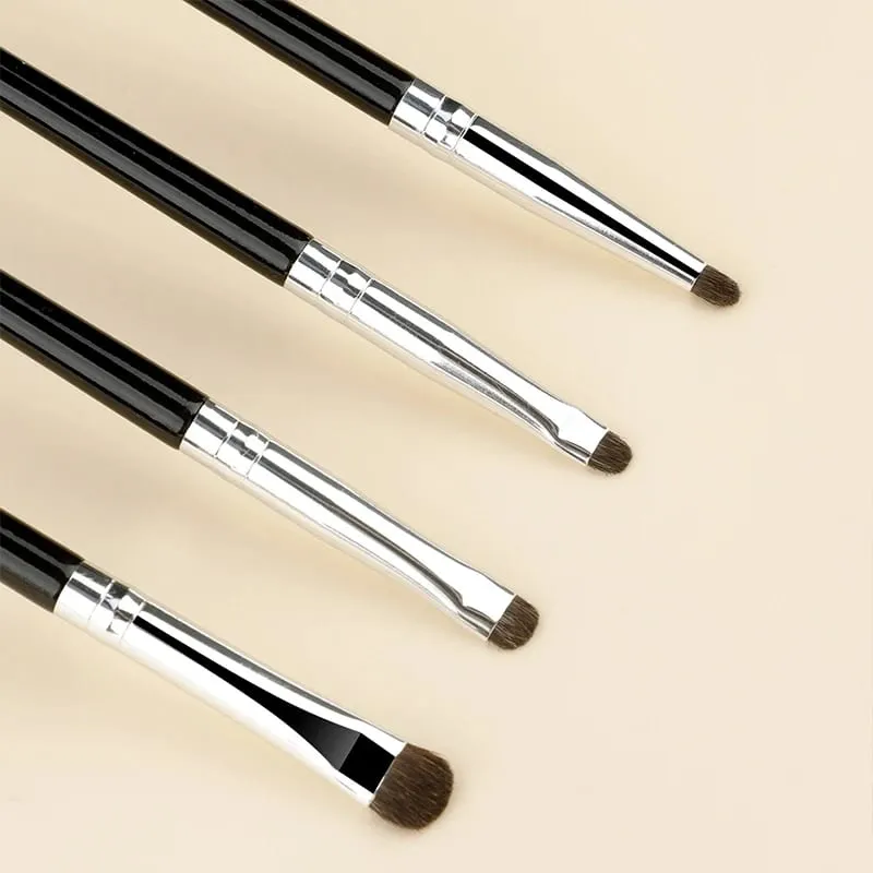 4 Buah Kuas Eyeshadow Kecil Kuas Rias Detail Kuas Eyeliner Rias Mata Rambut Kuda Set Portabel Concealer Noda Halus